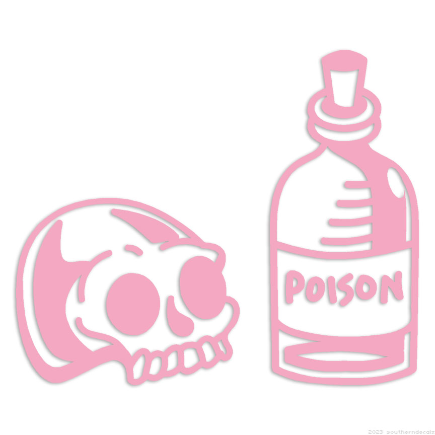 Poison Bottle Skull - Decal Sticker - Multiple Colors & Sizes
